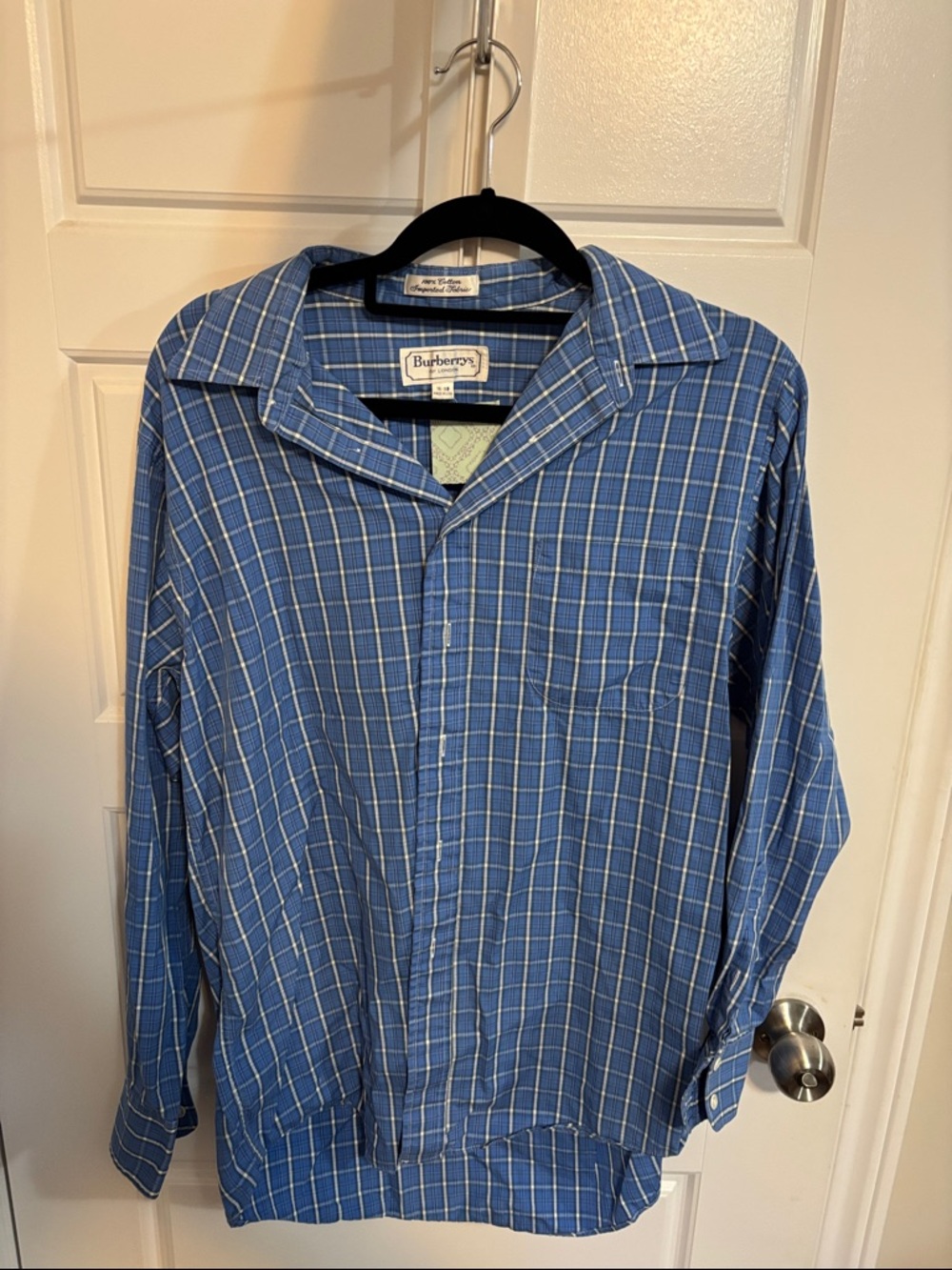 Burberry Blue Plaid Casual Button-Down Shirt 16-33